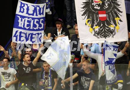 EBEL. Eishockey Bundesliga. EC Pasut VSV gegen Ritten Sport Bozen.  Fans (VSV). Villach, am 4.9.2011.
Foto: Kuess 


---
pressefotos, pressefotografie, kuess, qs, qspictures, sport, bild, bilder, bilddatenbank