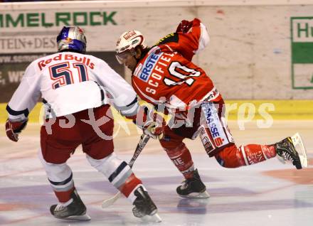 EBEL. Eishockey Bundesliga.  KAC gegen EC Red Bull Salzburg. SCOFIELD Tyler (KAC), TRATTNIG Matthias (Salzburg). Klagenfurt, 9.9.2011.
Foto: Kuess 

---
pressefotos, pressefotografie, kuess, qs, qspictures, sport, bild, bilder, bilddatenbank