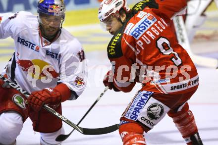 EBEL. Eishockey Bundesliga.  KAC gegen EC Red Bull Salzburg. SPURGEON Tyler (KAC), EARL Robert (Salzburg). Klagenfurt, 9.9.2011.
Foto: Kuess 

---
pressefotos, pressefotografie, kuess, qs, qspictures, sport, bild, bilder, bilddatenbank