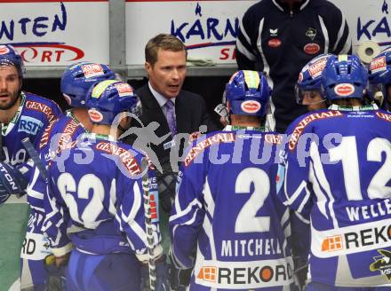 EBEL. Eishockey Bundesliga. EC Rekord Fenster VSV gegen HDD TILIA Olimpija Ljubljana. Trainer Mike Stewart (VSV). Villach, am 9.9.2011.
Foto: Kuess 


---
pressefotos, pressefotografie, kuess, qs, qspictures, sport, bild, bilder, bilddatenbank