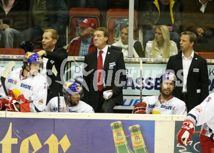 EBEL. Eishockey Bundesliga.  KAC gegen EC Red Bull Salzburg. Trainer Pierre Page (Salzburg). Klagenfurt, 9.9.2011.
Foto: Kuess 

---
pressefotos, pressefotografie, kuess, qs, qspictures, sport, bild, bilder, bilddatenbank