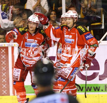 EBEL. Eishockey Bundesliga.  KAC gegen EC Red Bull Salzburg. Torjubel LAMMERS John (KAC). Klagenfurt, 9.9.2011.
Foto: Kuess 

---
pressefotos, pressefotografie, kuess, qs, qspictures, sport, bild, bilder, bilddatenbank