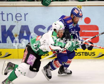 EBEL. Eishockey Bundesliga. EC Rekord Fenster VSV gegen HDD TILIA Olimpija Ljubljana. Gerhard Unterluggauer,  (VSV), Matej Hocevar (Laibach). Villach, am 9.9.2011.
Foto: Kuess 


---
pressefotos, pressefotografie, kuess, qs, qspictures, sport, bild, bilder, bilddatenbank