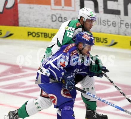 EBEL. Eishockey Bundesliga. EC Rekord Fenster VSV gegen HDD TILIA Olimpija Ljubljana. Roland Kaspitz, (VSV), Petr Sachl  (Laibach). Villach, am 9.9.2011.
Foto: Kuess 


---
pressefotos, pressefotografie, kuess, qs, qspictures, sport, bild, bilder, bilddatenbank