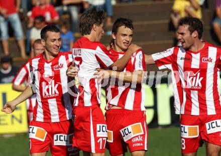 Fussball Regionalliga. SAK gegen GAK. Torjubel  (GAK). Klagenfurt, am 10.11.2011.
Foto: Kuess
---
pressefotos, pressefotografie, kuess, qs, qspictures, sport, bild, bilder, bilddatenbank