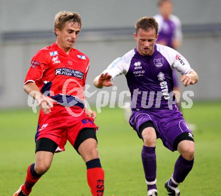 Fussball. Regionalliga. SK Austria Klagenfurt gegen SAK. Radinger Patrick Peter (Klagenfurt), Triplat Grega (SAK). Klagenfurt, 16.9.2011.
Foto: Kuess

---
pressefotos, pressefotografie, kuess, qs, qspictures, sport, bild, bilder, bilddatenbank