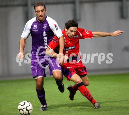 Fussball. Regionalliga. SK Austria Klagenfurt gegen SAK. Reich Marco (Austria Klagenfurt), Riedl Thomas (SAK). Klagenfurt, 16.9.2011.
Foto: Kuess

---
pressefotos, pressefotografie, kuess, qs, qspictures, sport, bild, bilder, bilddatenbank