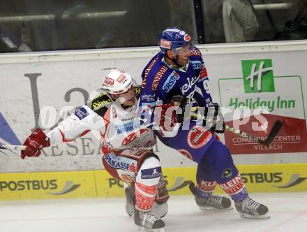 EBEL. Eishockey Bundesliga. EC Rekord Fenster VSV gegen EC KAC. Tomaz Razingar,  (VSV), David Schuller (KAC). Villach, am 18.9.2011.
Foto: Kuess 


---
pressefotos, pressefotografie, kuess, qs, qspictures, sport, bild, bilder, bilddatenbank