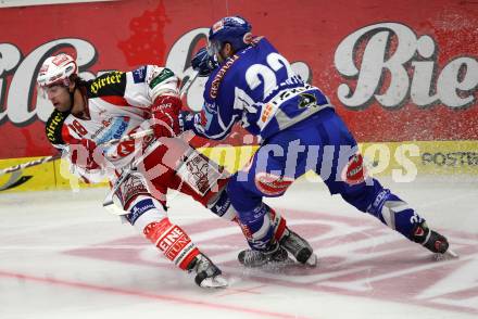 EBEL. Eishockey Bundesliga. EC Rekord Fenster VSV gegen EC KAC.  Greg Kuznik,  (VSV), Martin Schumnig (KAC). Villach, am 18.9.2011.
Foto: Kuess 


---
pressefotos, pressefotografie, kuess, qs, qspictures, sport, bild, bilder, bilddatenbank