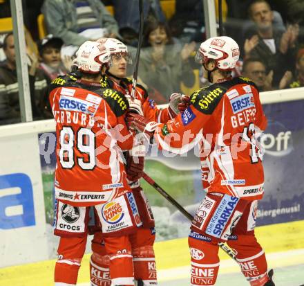 EBEL. Eishockey Bundesliga.  KAC gegen Graz 99ers. Torjubel KAC. Klagenfurt, 23.9.2011.
Foto: Kuess 

---
pressefotos, pressefotografie, kuess, qs, qspictures, sport, bild, bilder, bilddatenbank