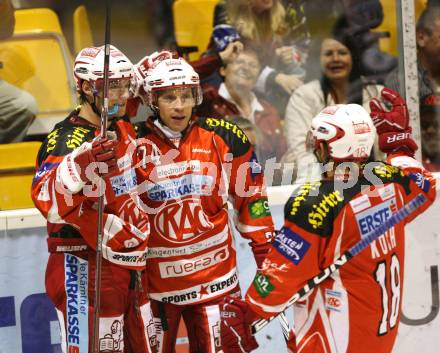 EBEL. Eishockey Bundesliga.  KAC gegen Graz 99ers. Torjubel. Klagenfurt, 23.9.2011.
Foto: Kuess 

---
pressefotos, pressefotografie, kuess, qs, qspictures, sport, bild, bilder, bilddatenbank