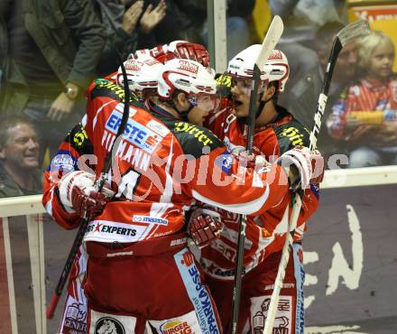 EBEL. Eishockey Bundesliga.  KAC gegen Graz 99ers. Torjubel KAC. Klagenfurt, 23.9.2011.
Foto: Kuess 

---
pressefotos, pressefotografie, kuess, qs, qspictures, sport, bild, bilder, bilddatenbank