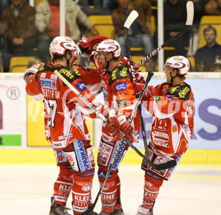 EBEL. Eishockey Bundesliga.  KAC gegen Graz 99ers. Torjubel (KAC). Klagenfurt, 23.9.2011.
Foto: Kuess 

---
pressefotos, pressefotografie, kuess, qs, qspictures, sport, bild, bilder, bilddatenbank