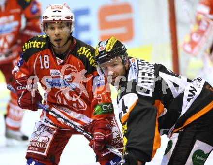 EBEL. Eishockey Bundesliga.  KAC gegen Graz 99ers. KOCH Thomas (KAC), LATENDRESSE Olivier (Graz). Klagenfurt, 23.9.2011.
Foto: Kuess 

---
pressefotos, pressefotografie, kuess, qs, qspictures, sport, bild, bilder, bilddatenbank