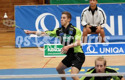 Badminton. ASKOE Kelag Kaernten gegen BSC 70 Linz. Dominik Trojan, Michael Trojan (Kaernten). Klagenfurt, am 24.9.2011.
Foto: Kuess
---
pressefotos, pressefotografie, kuess, qs, qspictures, sport, bild, bilder, bilddatenbank