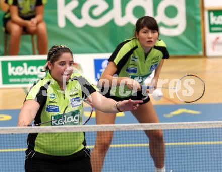 Badminton. ASKOE Kelag Kaernten gegen BSC 70 Linz. Delqna Trandeva, Belinda Heber (Kaernten). Klagenfurt, am 24.9.2011.
Foto: Kuess
---
pressefotos, pressefotografie, kuess, qs, qspictures, sport, bild, bilder, bilddatenbank