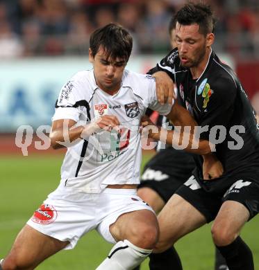 Fussball. Erste Liga. RZ Pellets WAC/St. Andrae gegen Cashpoint SCR Altach. Mihret Topcagic, (WAC), Matthias Sereinig (Altach). Wolfsberg, 30.9.2011. 
Foto: Kuess

---
pressefotos, pressefotografie, kuess, qs, qspictures, sport, bild, bilder, bilddatenbank