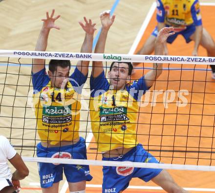 Volleyball. Eroeffnung Jufa Arena in Bleiburg. Heimstaette SK Aich/Dob.   Kristof Hoho, Matija Sablak. Bleiburg, am 25.9.2011.
Foto: Kuess
---
pressefotos, pressefotografie, kuess, qs, qspictures, sport, bild, bilder, bilddatenbank