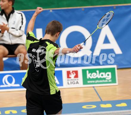 Badminton.  Jubel Dominik Trojan. Klagenfurt, 24.9.2011.
Foto: Kuess
---
pressefotos, pressefotografie, kuess, qs, qspictures, sport, bild, bilder, bilddatenbank