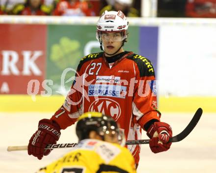 EBEL. Eishockey Bundesliga.  KAC gegen UPC Vienna Capitals. HUNDERTPFUND Thomas (KAC). Klagenfurt, 7.10.2011.
Foto: Kuess 

---
pressefotos, pressefotografie, kuess, qs, qspictures, sport, bild, bilder, bilddatenbank