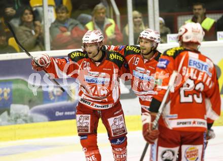 EBEL. Eishockey Bundesliga.  KAC gegen UPC Vienna Capitals. Torjubel KAC, LAMMERS John, KOCH Thomas. Klagenfurt, 7.10.2011.
Foto: Kuess 

---
pressefotos, pressefotografie, kuess, qs, qspictures, sport, bild, bilder, bilddatenbank