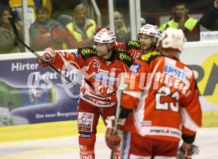 EBEL. Eishockey Bundesliga.  KAC gegen UPC Vienna Capitals. Torjubel KAC, LAMMERS John, KOCH Thomas. Klagenfurt, 7.10.2011.
Foto: Kuess 

---
pressefotos, pressefotografie, kuess, qs, qspictures, sport, bild, bilder, bilddatenbank