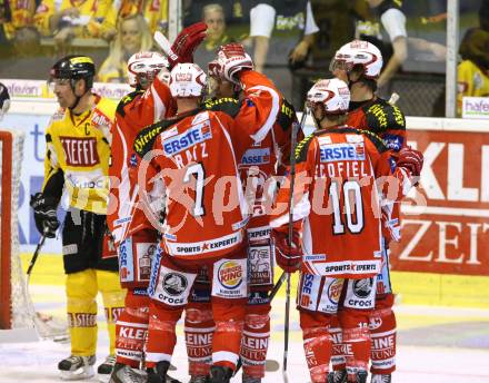 EBEL. Eishockey Bundesliga.  KAC gegen UPC Vienna Capitals. torjubel (KAC). Klagenfurt, 7.10.2011.
Foto: Kuess 

---
pressefotos, pressefotografie, kuess, qs, qspictures, sport, bild, bilder, bilddatenbank