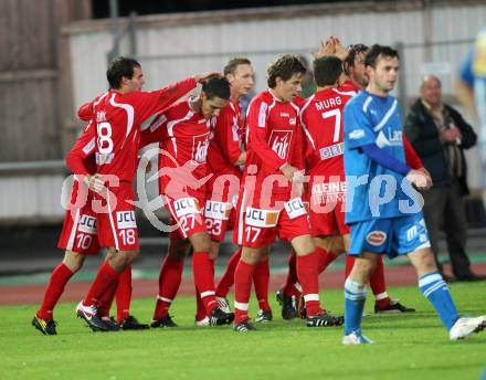 Fussball Regionalliga. VSV gegen GAK.  Torjubel GAK. Villach, 8.10.2011.
Foto: Kuess
---
pressefotos, pressefotografie, kuess, qs, qspictures, sport, bild, bilder, bilddatenbank