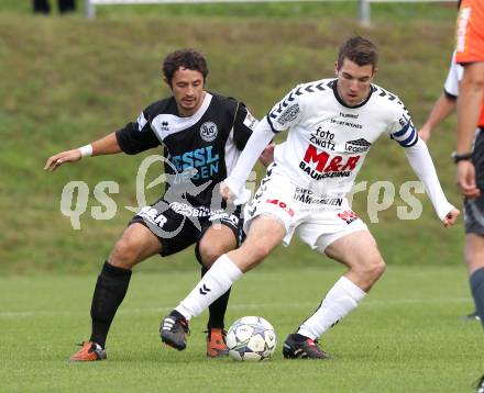 Fussball Kaerntner Liga. Feldkirchen gegen Spittal. Mathias Regal (Feldkirchen), Juergen Pichorner (Spittal). Feldkirchen, 8.10.2011.
Foto: Kuess
---
pressefotos, pressefotografie, kuess, qs, qspictures, sport, bild, bilder, bilddatenbank