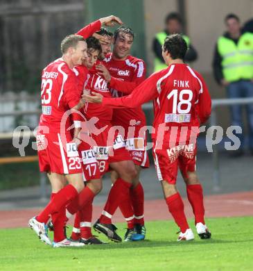 Fussball Regionalliga. VSV gegen GAK.  Torjubel GAK. Villach, 8.10.2011.
Foto: Kuess
---
pressefotos, pressefotografie, kuess, qs, qspictures, sport, bild, bilder, bilddatenbank