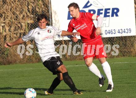 Fussball 1. KLasse C. Woelfnitz gegen HSV.  Stefan Maurer, (Woelfnitz), Marco Sylvio Loritsch (HSV). Woelfnitz, 8.10.2011.
Foto: Kuess
---
pressefotos, pressefotografie, kuess, qs, qspictures, sport, bild, bilder, bilddatenbank