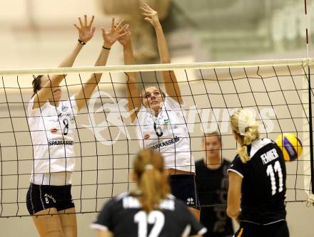 Volleyball Bundesliga. AVL. ATSC Wildcats gegen UVC Graz. Birgit Wuestenhagen, Rosa Seidl (Wildcats). Klagenfurt, 12.10.2011.
Foto: Kuess
---
pressefotos, pressefotografie, kuess, qs, qspictures, sport, bild, bilder, bilddatenbank