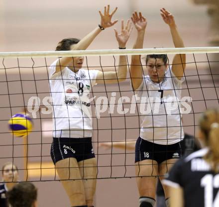 Volleyball Bundesliga. AVL. ATSC Wildcats gegen UVC Graz. Birgit Wuestenhagen, Emmy Blouin  (Wildcats). Klagenfurt, 12.10.2011.
Foto: Kuess
---
pressefotos, pressefotografie, kuess, qs, qspictures, sport, bild, bilder, bilddatenbank