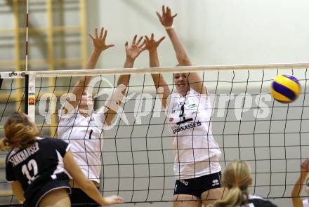 Volleyball Bundesliga. AVL. ATSC Wildcats gegen UVC Graz. Eva Kriegel, Sabrina Mueller (Wildcats). Klagenfurt, 12.10.2011.
Foto: Kuess
---
pressefotos, pressefotografie, kuess, qs, qspictures, sport, bild, bilder, bilddatenbank