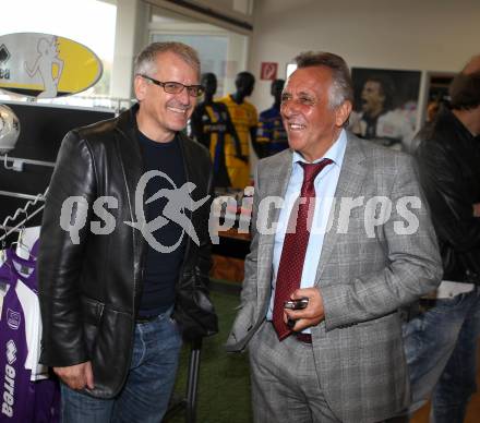 Fussball. Regionalliga. Pressekonferenz. Derby Austria Klagenfurt gegen VSV.  Matthias Dollinger sen. (Austria Klagenfurt), Egon Putzi. Klagenfurt, 13. 10.2011.
Foto: Kuess
---
pressefotos, pressefotografie, kuess, qs, qspictures, sport, bild, bilder, bilddatenbank