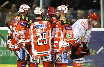 EBEL. Eishockey Bundesliga. KAC gegen HK Acroni Jesenice. Torjubel KAC. Klagenfurt, am 14.10.2011.
Foto: Kuess

---
pressefotos, pressefotografie, kuess, qs, qspictures, sport, bild, bilder, bilddatenbank