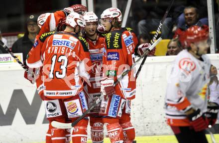EBEL. Eishockey Bundesliga. KAC gegen HK Acroni Jesenice. Torjubel (KAC). Klagenfurt, am 14.10.2011.
Foto: Kuess

---
pressefotos, pressefotografie, kuess, qs, qspictures, sport, bild, bilder, bilddatenbank