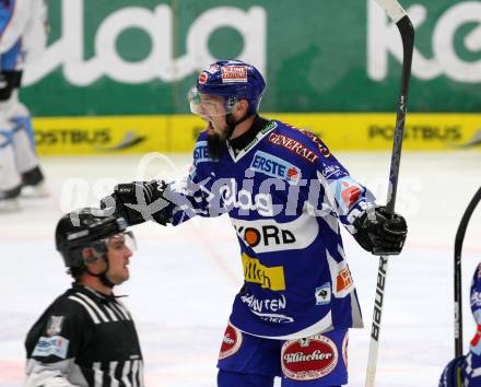 EBEL. Eishockey Bundesliga. EC Rekord Fenster VSV gegen SAPA Fehervar AV19.  Jubel PEINTNER Markus (VSV). Villach, am 14.10.2011.
Foto: Kuess 


---
pressefotos, pressefotografie, kuess, qs, qspictures, sport, bild, bilder, bilddatenbank