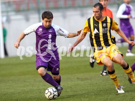 Fussball Regionalliga. SK Austria Klagenfurt gegen VSV. Christian Sablatnig (Klagenfurt), Christian Prawda (VSV). Klagenfurt, am 15.10.2011.
Foto: Kuess
---
pressefotos, pressefotografie, kuess, qs, qspictures, sport, bild, bilder, bilddatenbank