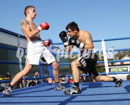 Boxen. Profiwettkampf. Dejan Milicevic (schwarze Handschuhe) gegen Ivan Vladimir (rote Handschuhe). Klagenfurt, am 16.10.2011.
Foto: Kuess
---
pressefotos, pressefotografie, kuess, qs, qspictures, sport, bild, bilder, bilddatenbank