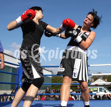 Boxen. Profiwettkaempfe. Ines Eichwalder (schwarze Handschuhe), Manuela Zulg (rote Handschuhe). Klagenfurt, am 16.10.2011.
Foto: Kuess
---
pressefotos, pressefotografie, kuess, qs, qspictures, sport, bild, bilder, bilddatenbank