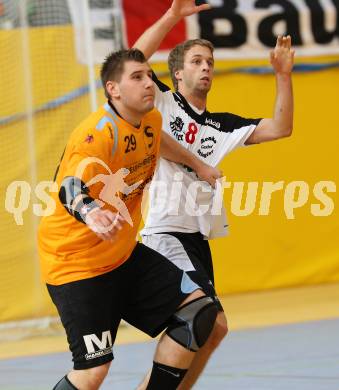 Handball. SC Kelag Ferlach gegen HC Shoppingcity Seiersberg. Stefan Godec (Ferlach), Schweighofer Lukas. Ferlach, 15.10.2011.
Foto: Kuess
---
pressefotos, pressefotografie, kuess, qs, qspictures, sport, bild, bilder, bilddatenbank