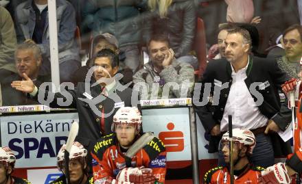 EBEL. Eishockey Bundesliga. KAC gegen HK Acroni Jesenice. Trainer Manny Viveiros, Co-Trainer Gerald Ressmann (KAC). Klagenfurt, am 14.10.2011.
Foto: Kuess

---
pressefotos, pressefotografie, kuess, qs, qspictures, sport, bild, bilder, bilddatenbank