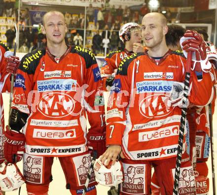 EBEL. Eishockey Bundesliga. KAC gegen HK Acroni Jesenice. Johannes Kirisits, Herbert Ratz (KAC). Klagenfurt, am 14.10.2011.
Foto: Kuess

---
pressefotos, pressefotografie, kuess, qs, qspictures, sport, bild, bilder, bilddatenbank