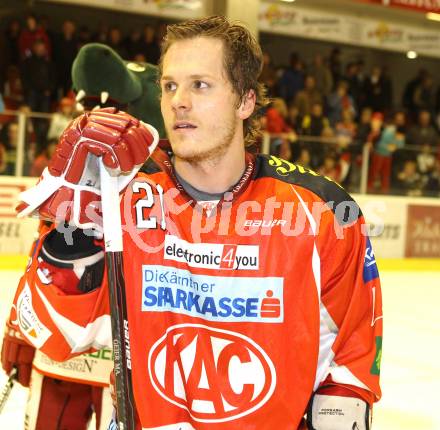 EBEL. Eishockey Bundesliga. KAC gegen HK Acroni Jesenice. Manuel Geier (KAC). Klagenfurt, am 14.10.2011.
Foto: Kuess

---
pressefotos, pressefotografie, kuess, qs, qspictures, sport, bild, bilder, bilddatenbank