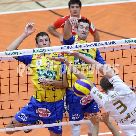 Volleyball. CEV Volleyball Cup. SK Aich/Dob gegen AS Cannes. HRUSKA Michal, HOHO Kristof (Aich/Dob). Bleiburg, 26. 10.2011
Foto: Kuess

---
pressefotos, pressefotografie, kuess, qs, qspictures, sport, bild, bilder, bilddatenbank