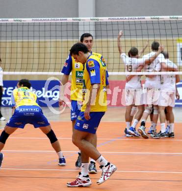 Volleyball. CEV Volleyball Cup. SK Aich/Dob gegen AS Cannes. Enttaeuscht (Aich/Dob). Bleiburg, 26. 10.2011
Foto: Kuess

---
pressefotos, pressefotografie, kuess, qs, qspictures, sport, bild, bilder, bilddatenbank