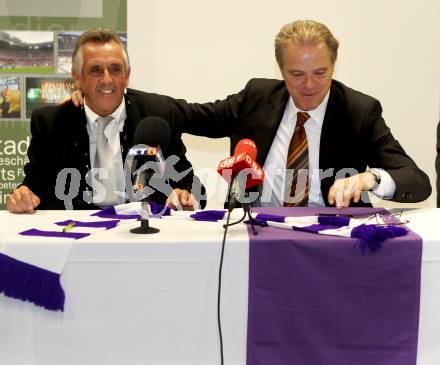 Fussball Regionalliga. SK Austria Kaernten. Pressekonferenz. Matthias Dollinger sen., Peter Svetits. Klagenfurt, am 27.10.2011.
Foto: Kuess
---
pressefotos, pressefotografie, kuess, qs, qspictures, sport, bild, bilder, bilddatenbank