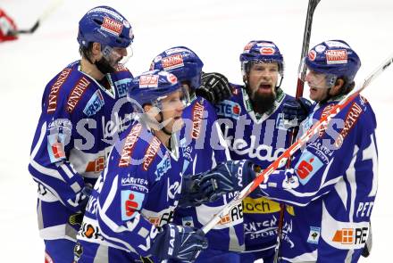 EBEL. Eishockey Bundesliga. EC Rekord Fenster VSV gegen EC Red Bull Salzburg. Torjubel VSV. Villach, am 28.10.2011.
Foto: Kuess 


---
pressefotos, pressefotografie, kuess, qs, qspictures, sport, bild, bilder, bilddatenbank