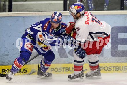 EBEL. Eishockey Bundesliga. EC Rekord Fenster VSV gegen EC Red Bull Salzburg. Nicolas Petrik, (VSV),  Ramzi Abid (Salzburg). Villach, am 28.10.2011.
Foto: Kuess 


---
pressefotos, pressefotografie, kuess, qs, qspictures, sport, bild, bilder, bilddatenbank